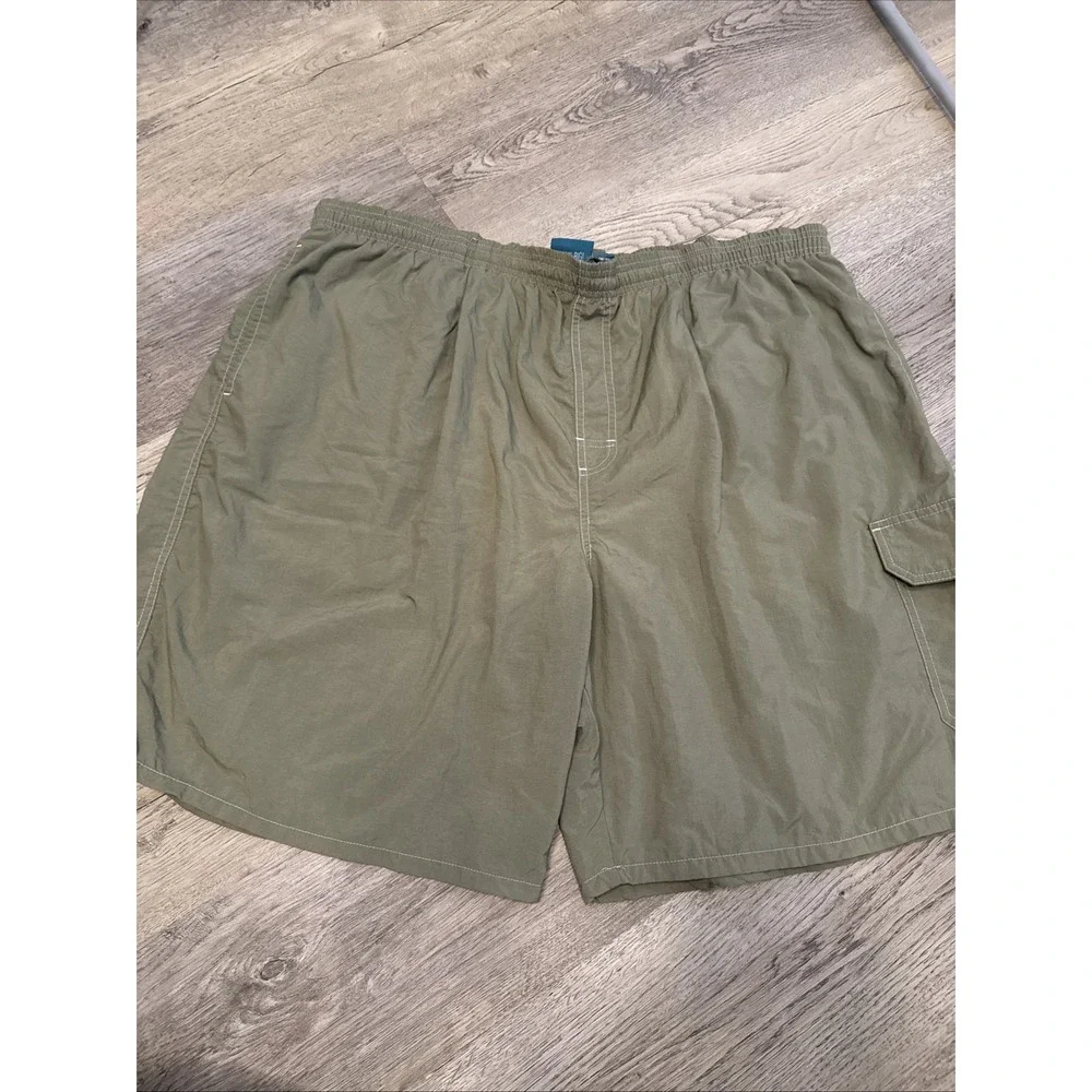 Vintage‎ Classic 80's Style BIG DOG Lined Swim Trunks w/Pockets Olive Grn SZ 2XL